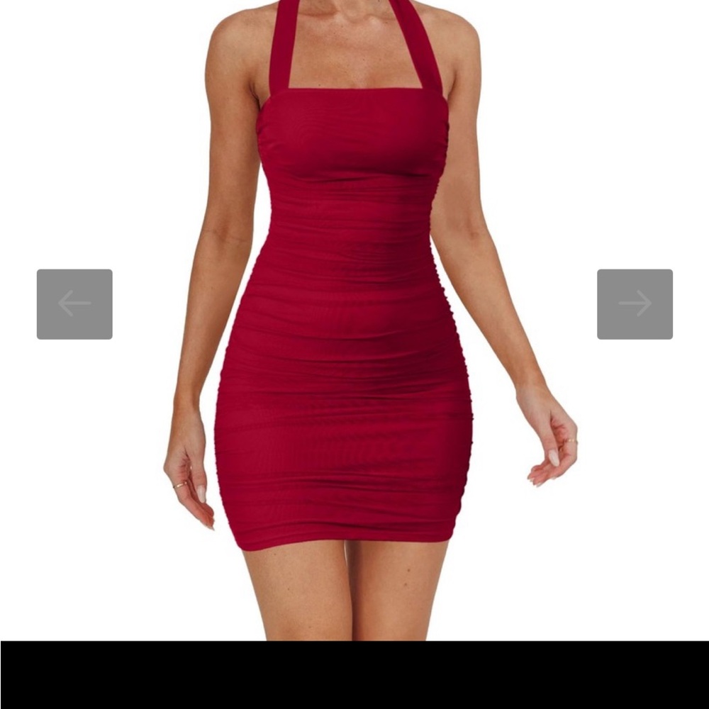 Chic Scarlet Halter Mini Dress
